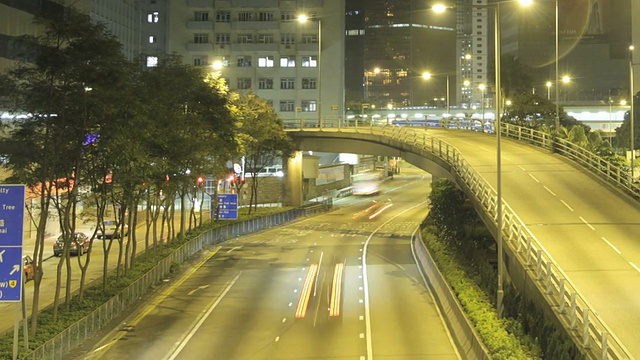 香港高速公路的时间在夜间流逝视频素材