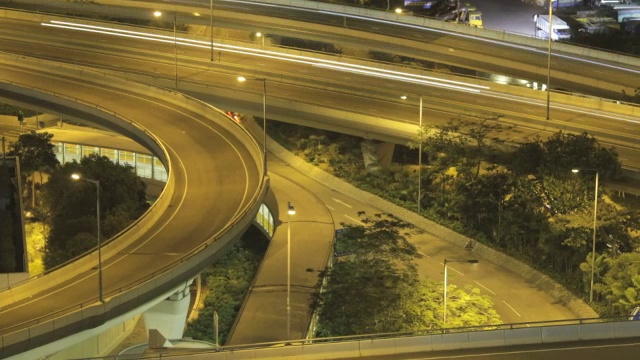 香港晚上非常繁忙的高速公路时间流逝视频下载