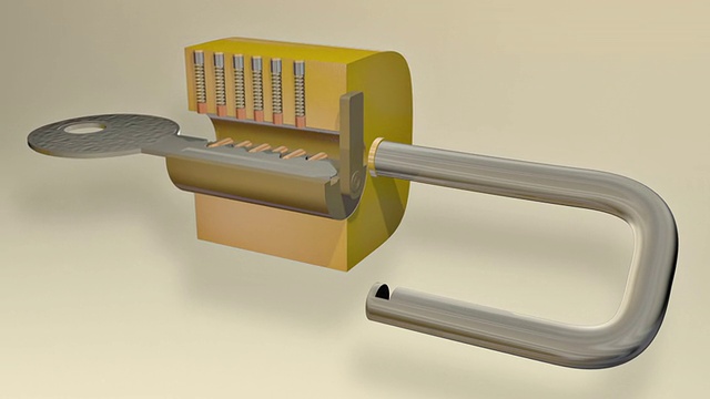 钥匙锁定机制动画视频素材