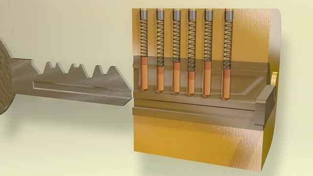 钥匙锁机制块3D视频素材