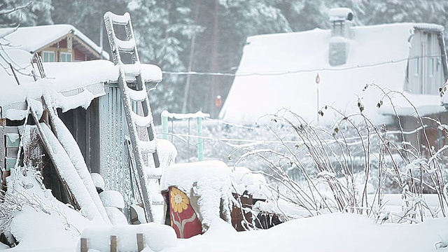 下雪的俄罗斯村庄视频素材