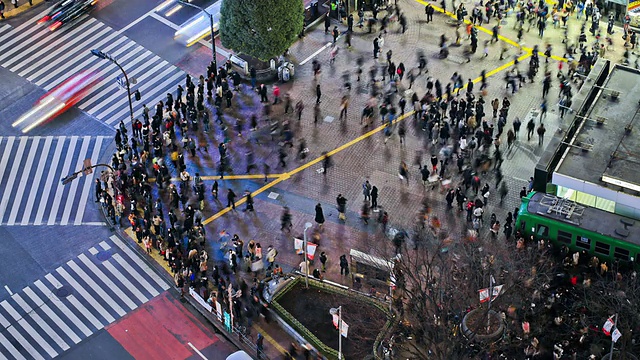 城市行人交通时间流逝东京涩谷上图视频素材