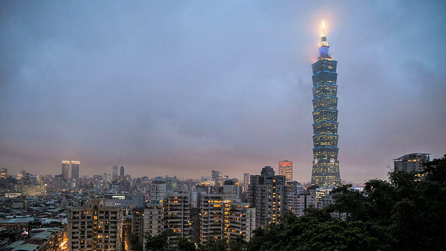 令人惊叹的日落时光流逝的台北，台湾视频素材