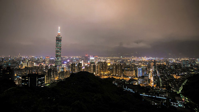 台北都市在台湾的夜晚时光流逝视频下载