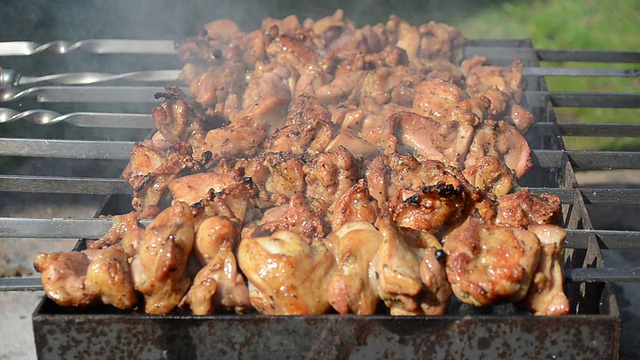 鲜肉烘烤特写视频素材