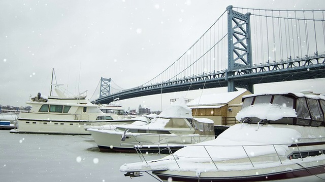 特拉华河上正在下雪视频下载