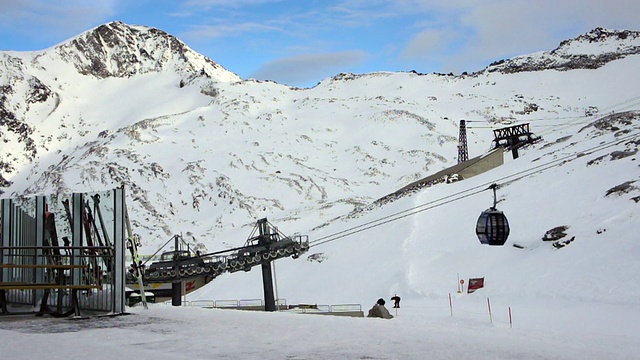 滑雪胜地的缆车，Hintertux冰川，Tirol，奥地利视频素材