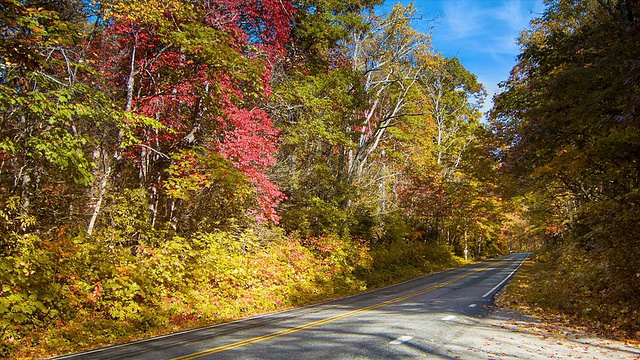 在大烟山的秋天行驶在风景优美的276号公路上视频素材