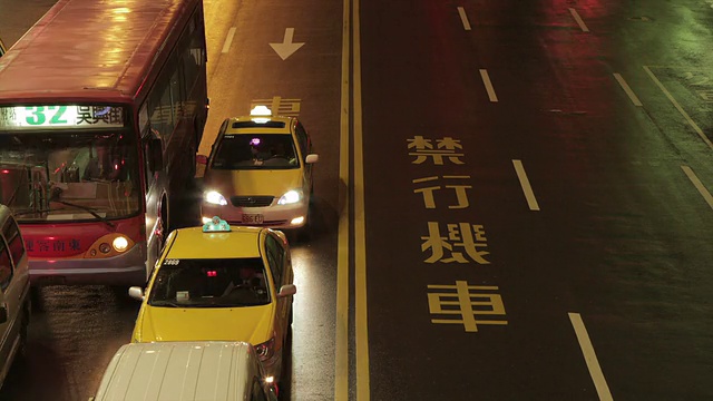 夜晚延时看下繁忙的城市街道上的交通视频下载