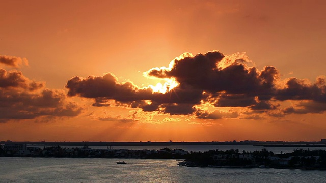 夕阳透过云层视频素材