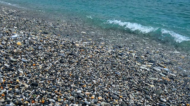 鹅卵石在海滩上玩耍视频素材