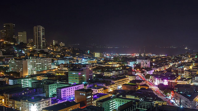 夜幕中城市的高角度景色视频素材