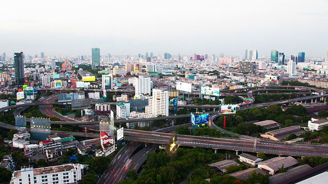 夜晚交通城市视野白天到夜晚时间流逝视频素材