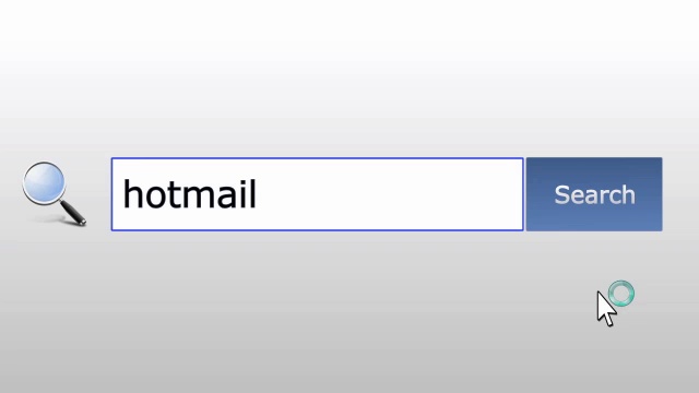 Hotmail -图形浏览器搜索查询，网页，用户输入搜索相关结果，计算机互联网技术。网页浏览打字字母，填写表格按下查找按钮，导航到搜索结果页面，在线工作视频素材