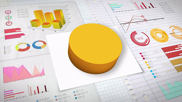 50%饼图与各种经济财政图表。(无文本)视频素材