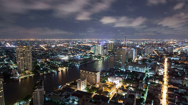 曼谷泰国雷暴在夜间时间流逝视频素材