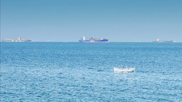 海上的货船，时间流逝视频素材