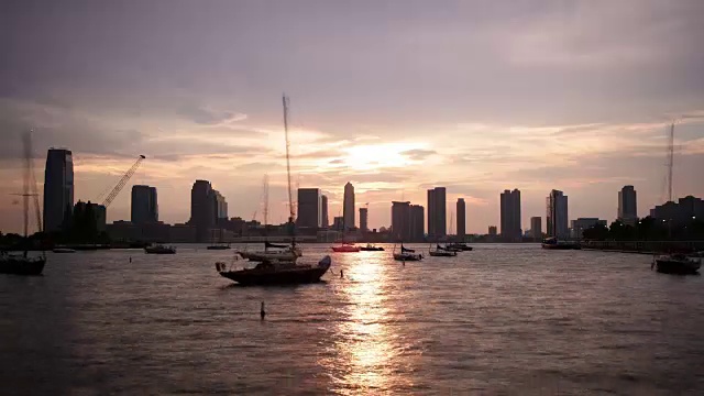 纽约日落泽西城全景4k时间流逝美国视频素材