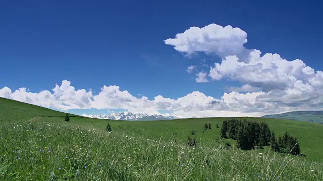 云漂浮在草地上视频素材