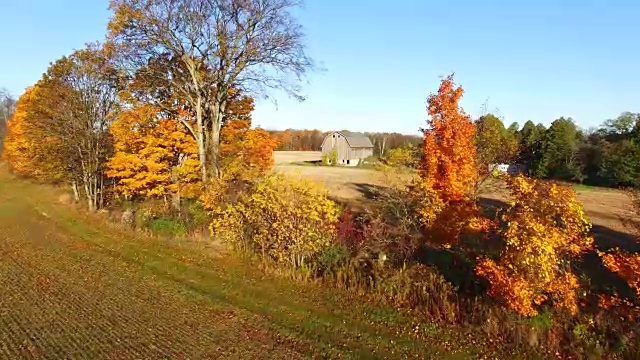 秋天的颜色与风景，乡村谷仓视频素材