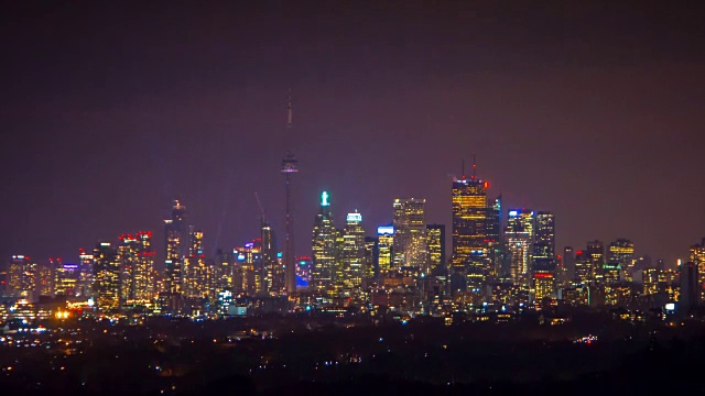 多伦多城市在夜晚天际线的时间流逝视频素材