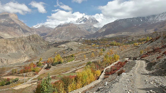 高清:Jharkot, Mustang的静态拍摄景观。视频下载