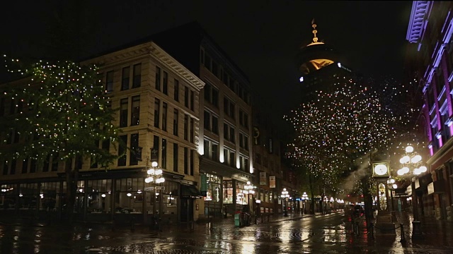 温哥华Gastown雨夜视频素材