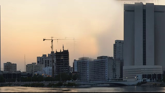 吉达海滨城市从黎明到日出特写无缝循环视频素材