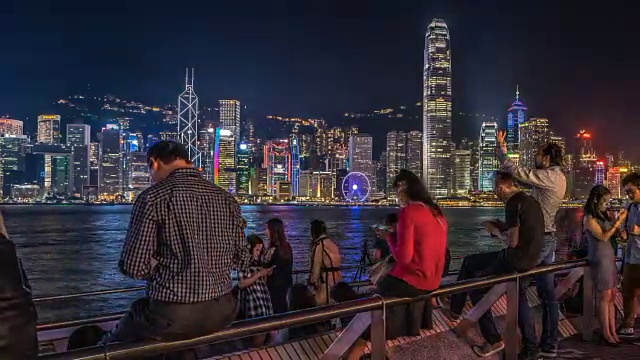 香港尖沙咀维多利亚湾夜景视频素材