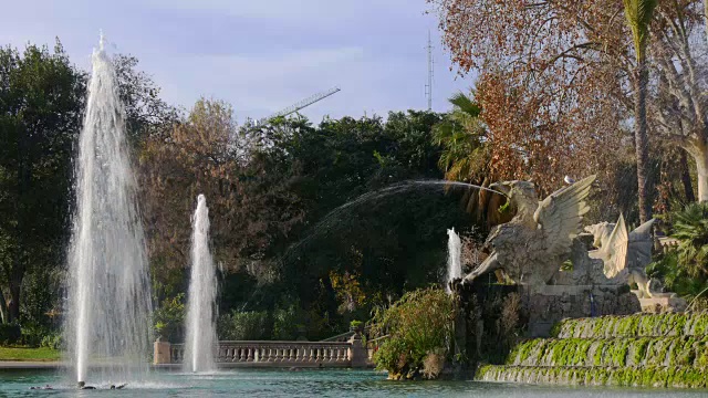 parc de la ciutadella 喷泉晴天巴塞罗那 4k 西班牙视频素材