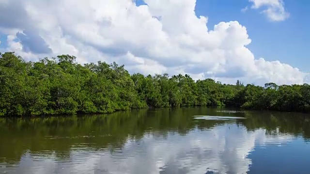 时光流逝-美丽的云在河上移动视频素材