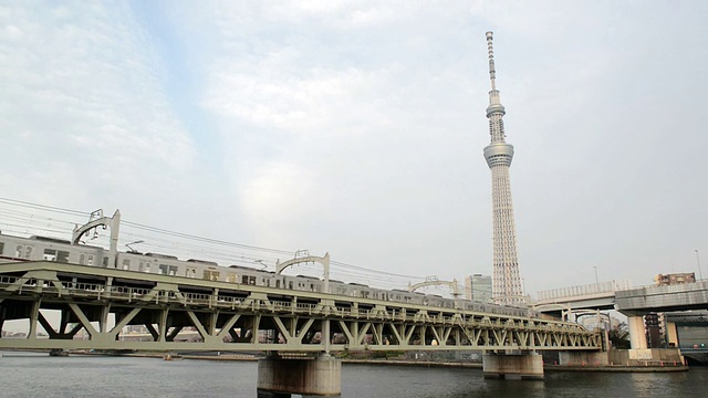 从Sumida河看东京天空树视频素材