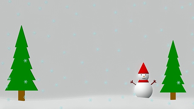 圣诞背景雪和雪人树在3D视频下载
