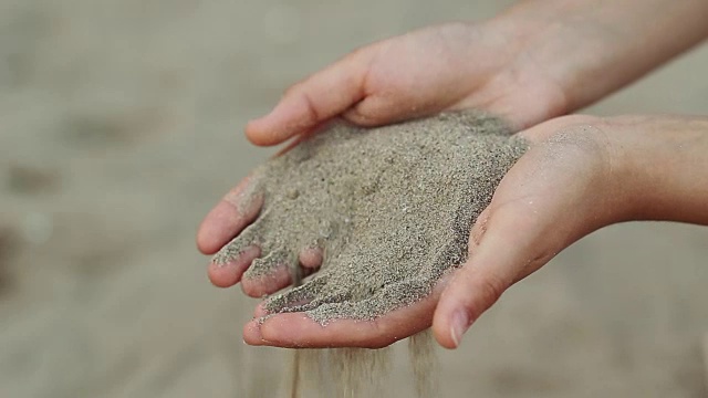 从棕榈上落下的沙子视频素材