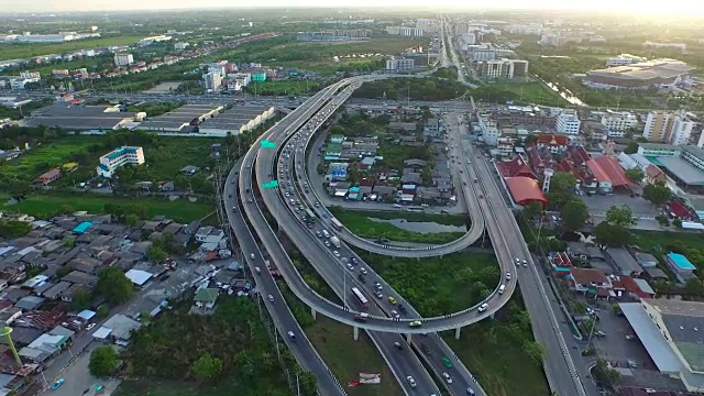 泰国郊区立交桥掉头路鸟瞰图视频素材