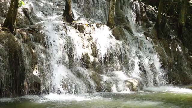 高山瀑布的慢镜头视频素材