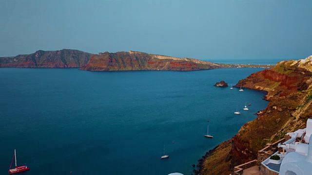 希腊圣托里尼火山口时间推移早晨缩小视频素材