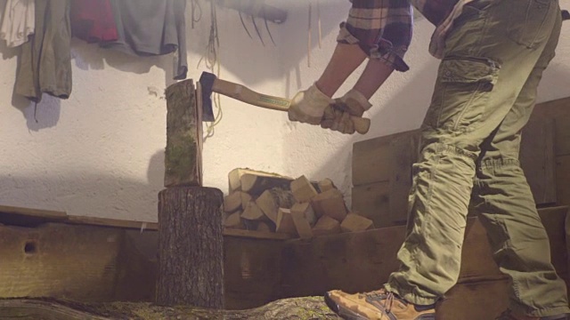 砍木头视频素材