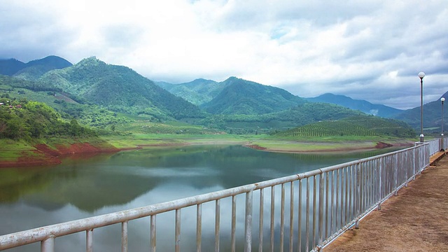 高清时间推移大坝和山移动云视频素材