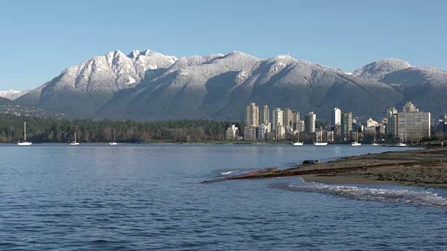 基茨拉诺海滩阳光，山雪，英语湾4K视频素材