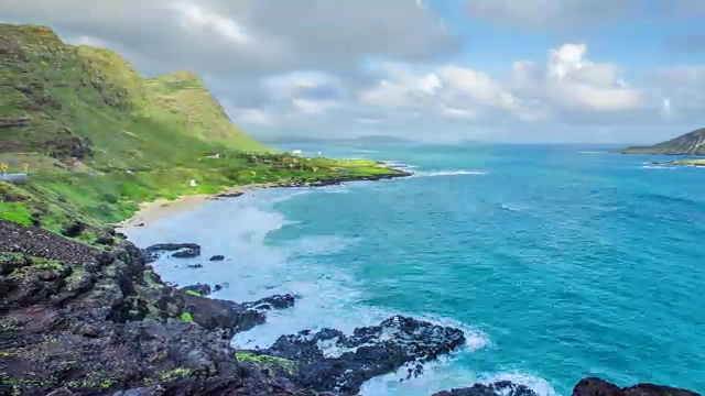 时光流逝——夏威夷瓦胡岛美丽的海岸线视频素材