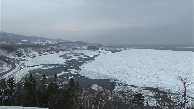 北海道知床半岛海岸浮冰视频素材