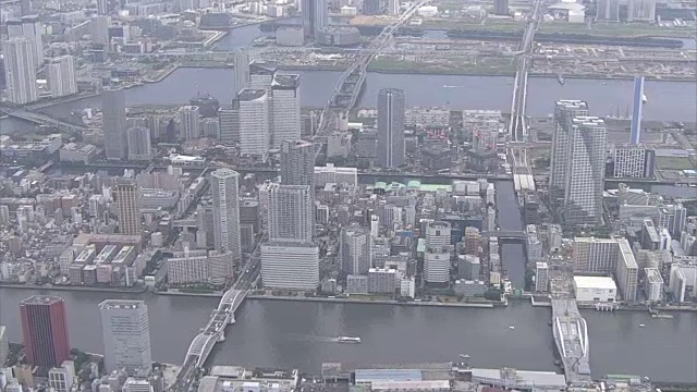 空中，东京Kachidoki地区的城镇景观视频素材