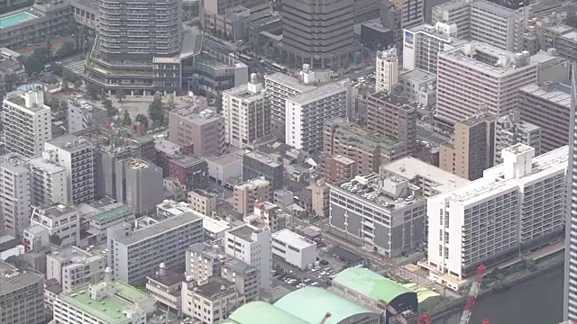 空中，东京Kachidoki地区的城镇景观视频素材