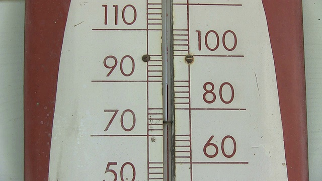 旧温度计50到110华氏度视频素材