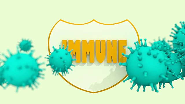 盾牌免疫3d文本和病毒视频素材