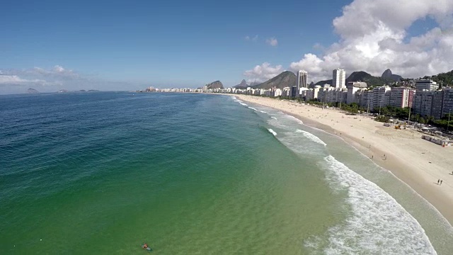 鸟瞰图科帕卡巴纳，著名的海滩在里约热内卢de janeiro，巴西视频素材