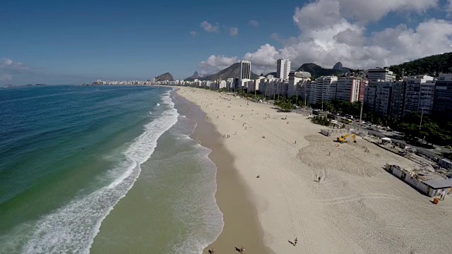 鸟瞰图科帕卡巴纳，著名的海滩在里约热内卢de janeiro，巴西视频素材