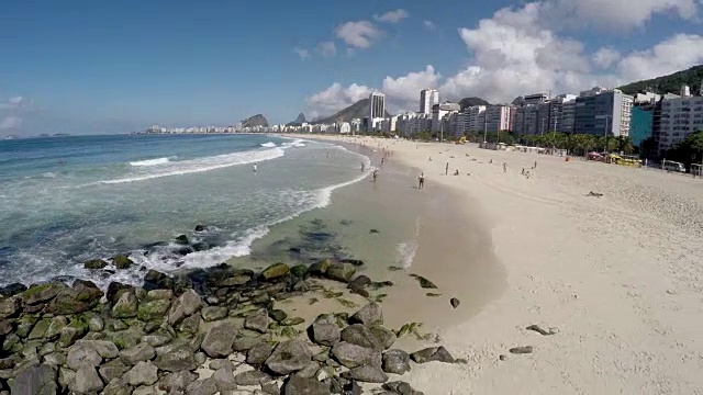 鸟瞰图科帕卡巴纳，著名的海滩在里约热内卢de janeiro，巴西视频素材