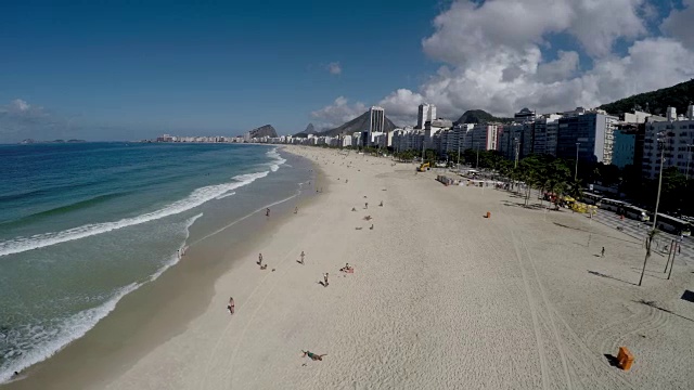 鸟瞰图科帕卡巴纳，著名的海滩在里约热内卢de janeiro，巴西视频素材